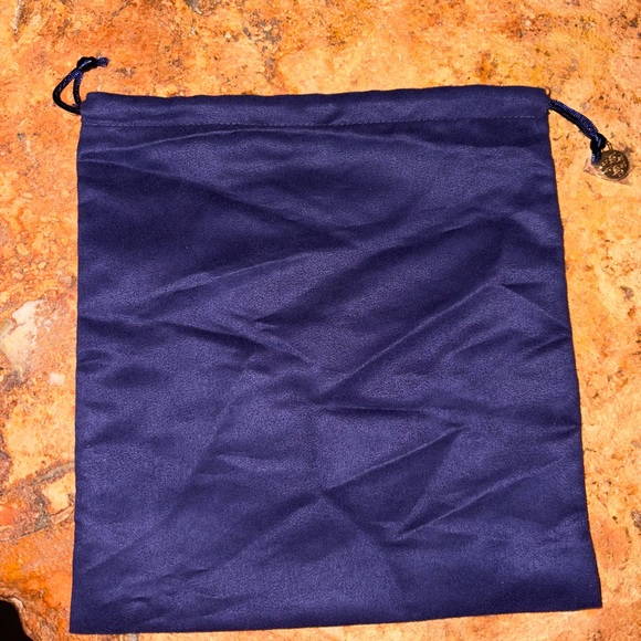 Tory Burch Dark Purple Goldtone Logo Charm Medium Drawstring Dust Bag 9”x9.5” - Picture 1 of 5